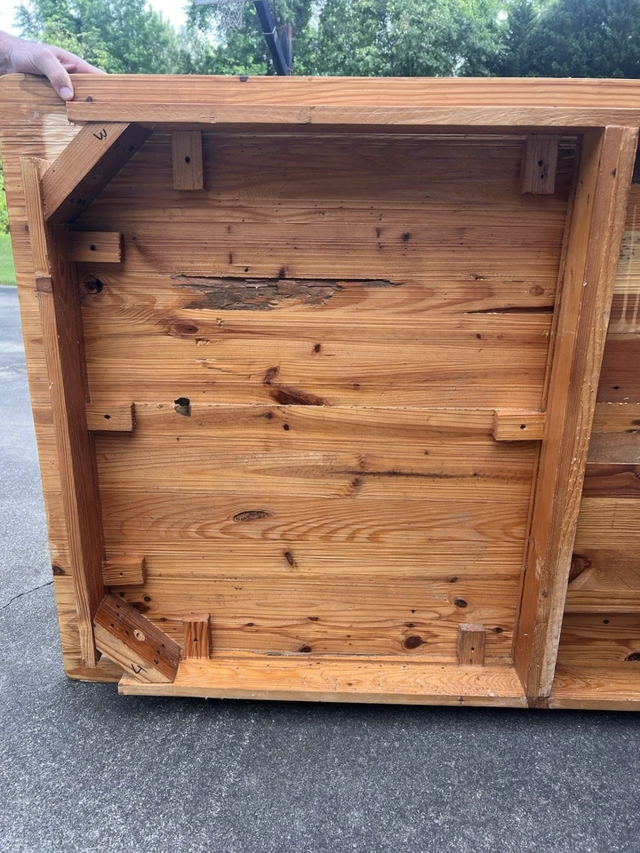 Gorgeous Knotty Pine Solid Wood Dining Table Distressed with Legs 7 ft x 3.5 ft - Image 3 of 4