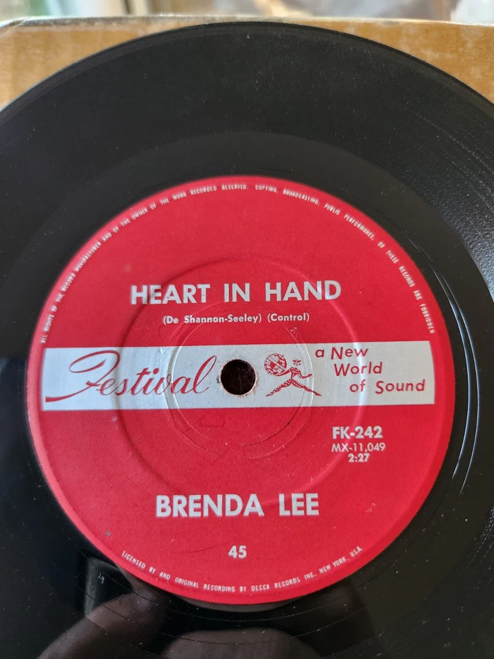 Brenda Lee "It's Started All Over Again" 1962 FESTIVAL Oz 7" 45rpm - Image 2 of 3