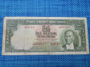 🇹🇷 Turkey 2 1/2 lira / lirasi 1937 P-126 banknotes 061726-6