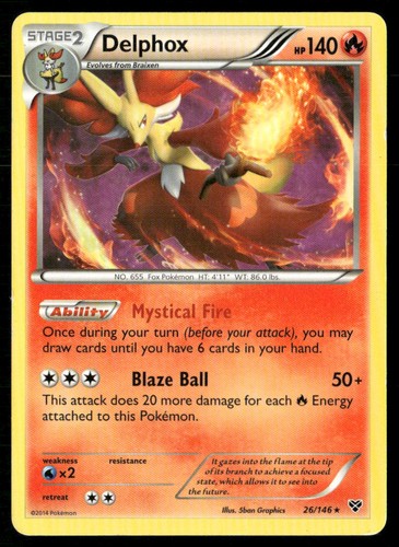 Delphox (XY Base Set) 26/146 Rare Deck Exclusives Pokemon Lightly Played
