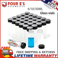 4/10/30ml 100/500pcs Glass Vials w/ Caps Clear Sample Vials Lab vials Small Vial