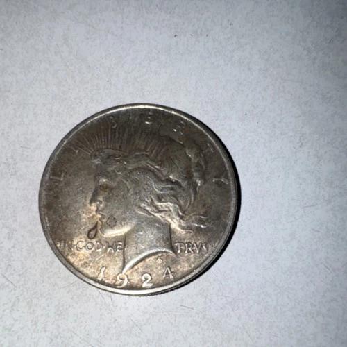 1924 Peace Dollar Silver One Dollar Coin VF Circulated Uncertified