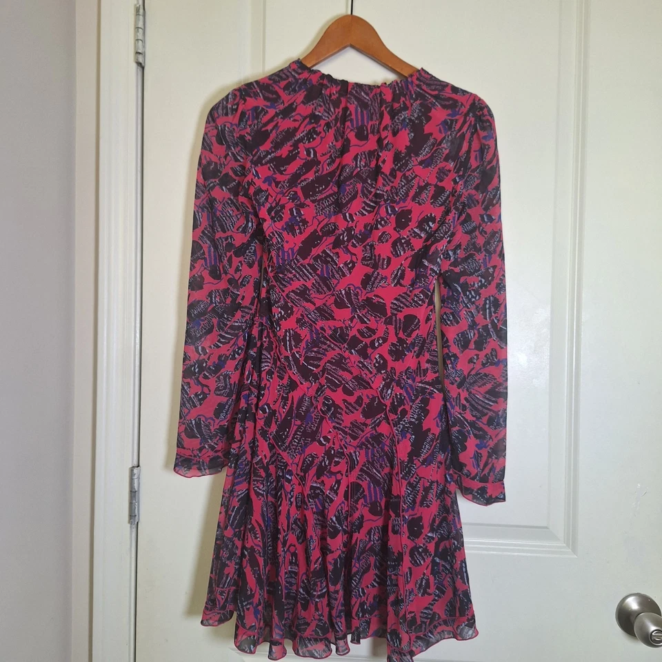 Vestido Floral Derek Lam 10 Crosby CATIA Rosa Negro Azul Manga Larga Talla 0 Foto 2 de 4