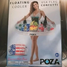 Luxurious USA Flag Inflatable Pool Float - Sparkling Confetti Cooler for Parties