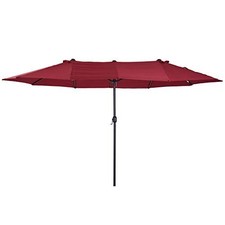 OUTSUNNY EXTRA LARGE 15 FT PATIO UMBRELLA, DOUBLE-SIDED LARGE - WINE RED