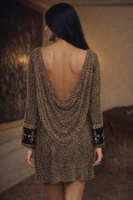 Bob Mackie Vintage Silk Fully Embroidered Beaded Gown Dress Fleur Black 8 Cher