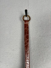 WCM Belt Womens Brown Italian Calfskin O-Ring Croc Embossed Gold Tip 2587-03