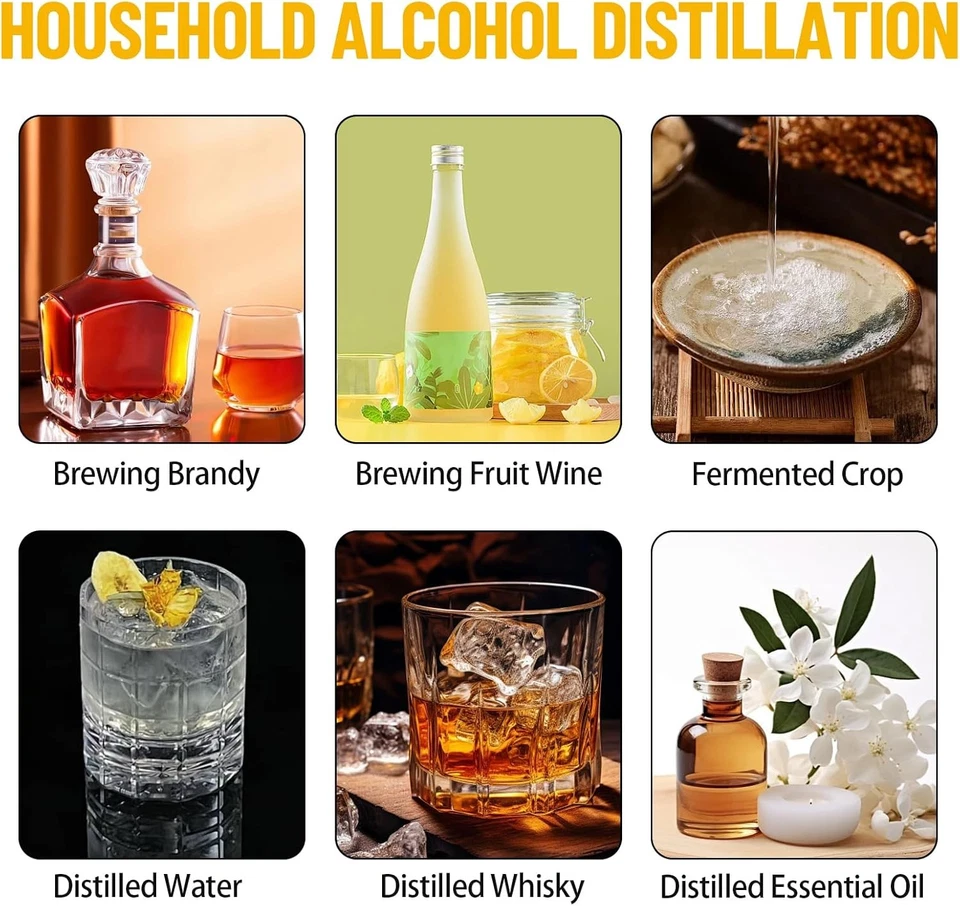 Alambique de alcohol doble frío - destilador de acero inoxidable + tubo de cobre y termómetro Foto 3 de 4