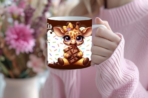 Tasse mit lustiger Giraffe und Spruch Schokolade löst keine Probleme - Bild 4 von 4