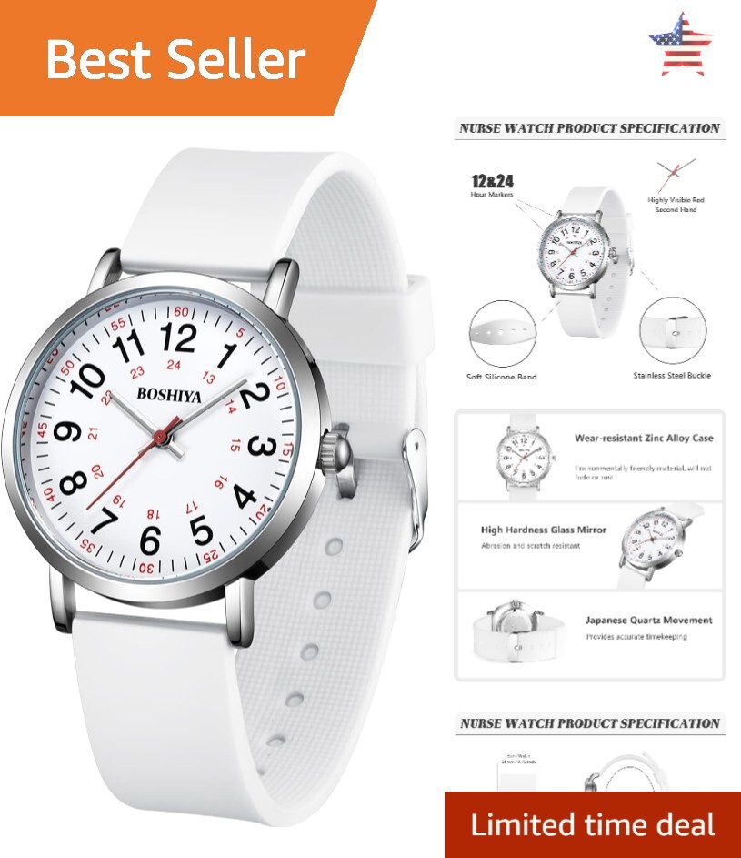 Nurse Watch with Second Hand - Easy to Read Dial  display picture 2