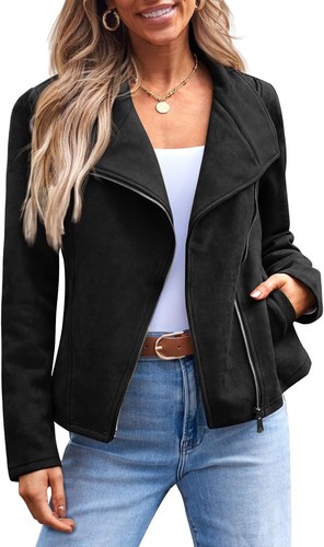 AUTOMET Womens Faux Leather Jackets Suede Fall Fashion 2024 Outfits Winter Cloth