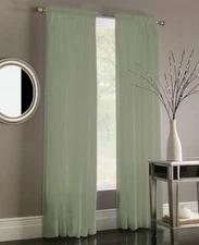 Elegant Solid Sheer Panel Window Curtain - All sizes - All colors - 2 Panels