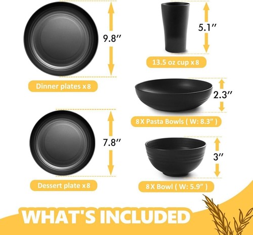Elegant 40-Piece Service for 8 - Unbreakable Black Dinner Set for Every Occasion - Picture 4 of 10