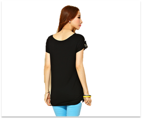 Womens UK Summer Top Flower & Bow-Tie Print Cap Short Sleeve T-Shirt 90% Cotton - Picture 10 of 10
