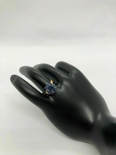 925 Silver Yellow Gold Plated Natural Blue Sapphire Gemstone Ladies Ring
