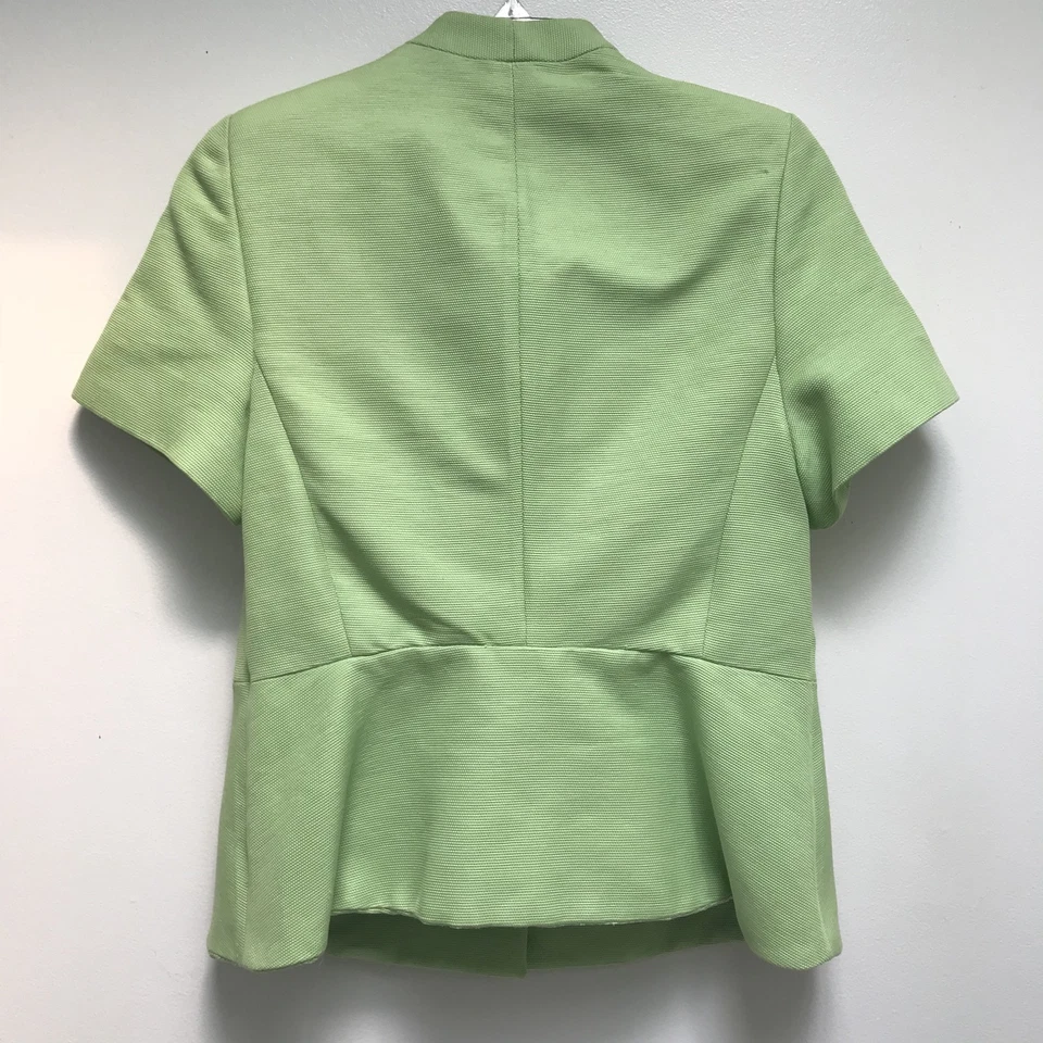 Blazer Valentino Chaqueta Corta Lino Verde Manga Corta Peplum Cuello Alado 44 10 Foto 3 de 4