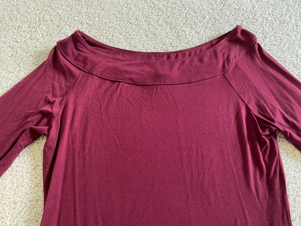 Top grande Pattyboutik ajustado manga larga azul para mujer rojo/marrón BONITO Foto 3 de 4