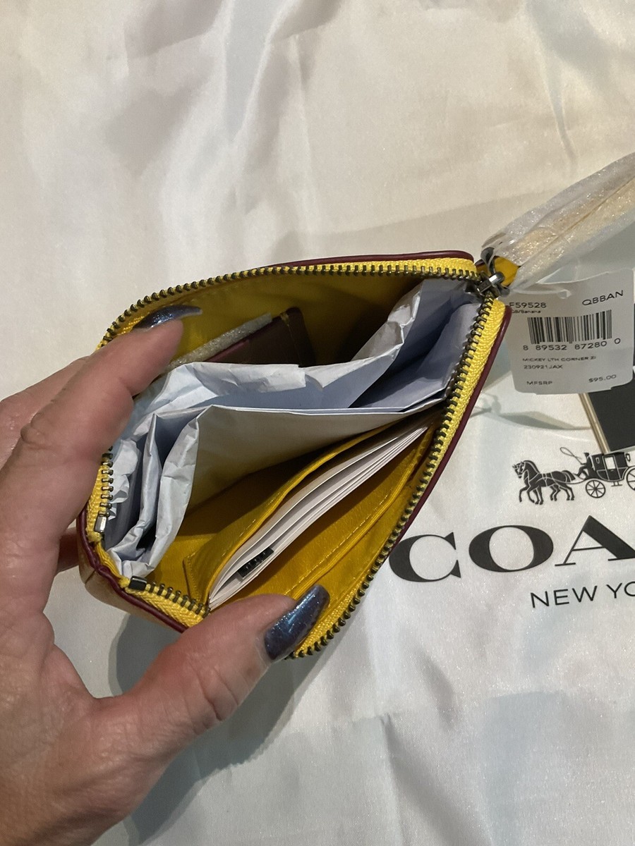 Coach Disney X Mickey Mouse Wristlet Yellow Skate Boarding