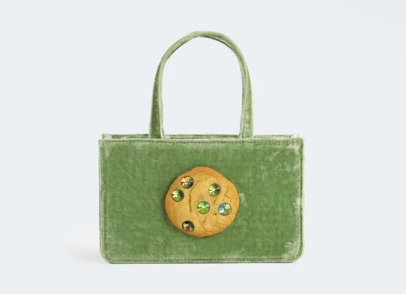 Puppets and Puppets Small Jeweled Cookie Bag In Green Puppets and Puppets Small Jeweled Cookie Bag In Green