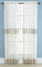 Lillian Macrame Embroidered Lace Curtains, Rod Pocket Top
