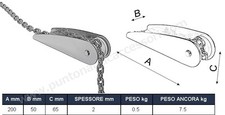 MUSONE DI PRUA SALPAANCORA UNIVERSALE IN ACCIAIO INOX 200MM FISSAGGIO 4 FORI