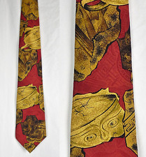 Oscar De La Renta Red Silk Archaeologist Broken Pottery Tie Necktie Made in USA