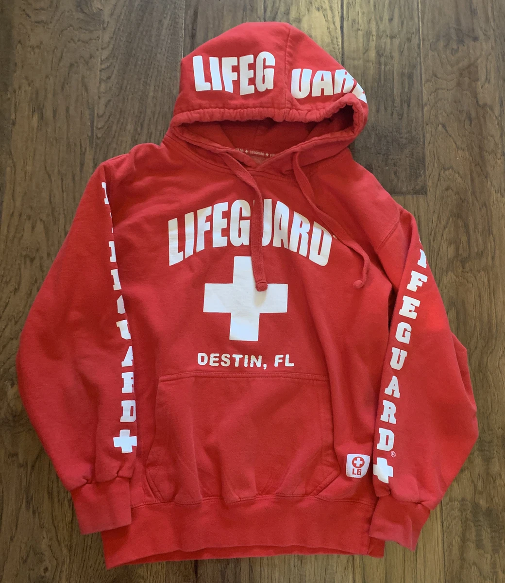 Lifeguard Adult Small Red Hoodie - Destin Florida Long Sleeve Pullover -  BEACH