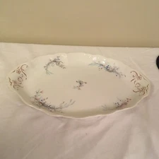 Syracuse Onondaga Pottery O.P.Co. Serving Platter Blue Pink Flowers 16 x 10.75