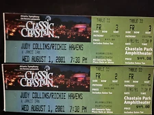 PAIR UNUSED TICKETS JUDY COLLINS & RICHIE HAVENS CHASTAIN PARK  AUGUST 1, 2001