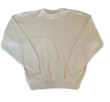 Barclay Mens XL Sweater Vintage Pullover Heavy Crochet Knit Creme Made in USA