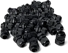MGI SpeedWare 1/2 NPT Strain Relief Nylon Cord Grip Cable Glands, Black Plastic
