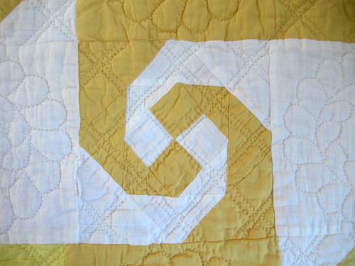 Vintage 2 Color Yellow & White Cotton Hand Sewn Dense Quilting SNAIL TRAIL Quilt - Picture 21 of 23
