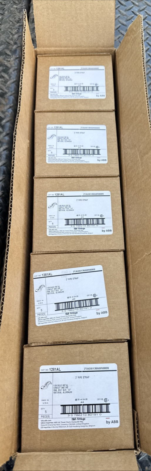 CASE OF 25 ABB 1281AL Pipe Strap Aluminum 2", For use with Rigid/IMC Conduit