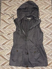 41 Hawthorne Vest Gray Utility Jacket with Retractible Hood Size Medium