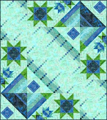 Wilmington Batiks – Sea Stars – Squares & Triangles – Lime Green - Picture 4 of 5