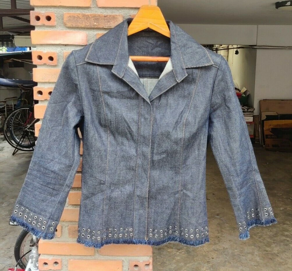 38 Novespazio Noboru Yamafuji Blue Denim Women Jacket Snap Button