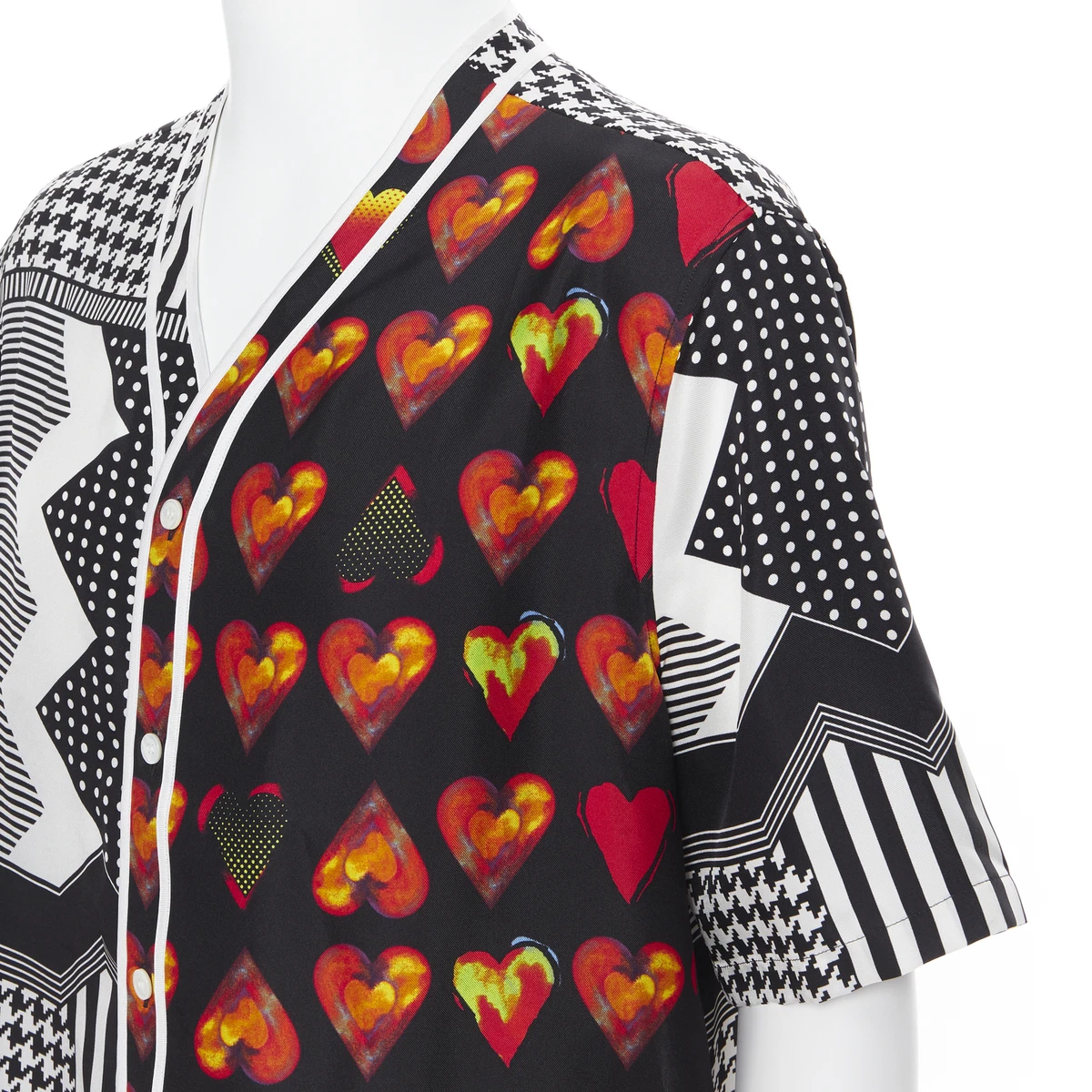 new VERSACE 2019 100% silk Double Love Heart geometric baseball