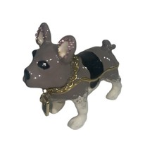 Rhinestone Enameled Jeweled French Bulldog Hinged Trinket Box