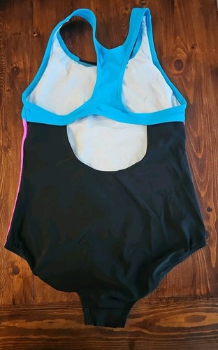 Speedo Girls Swim Suit, Black, Pink, Blue, Sz 14 - Picture 2 of 3