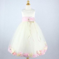 IVORY BABY PINK Flower Girl Dress Petals Formal Recital Prom Birthday Wedding