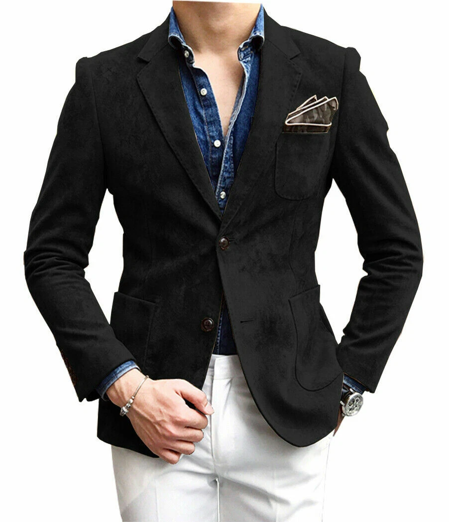 Men's Genuine Suede Leather Soft Blazer Stylish Two Button Coat Premium Jacket