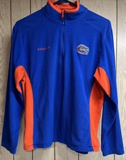 Columbia Florida Gators Jacket Mens Medium Fleece Blue Orange Pullover 1/4 zip