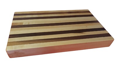 Hand Made Hard Maple and Walnut Edge Grain Cutting Block 16.75'' X 10.5'' X 1.75''