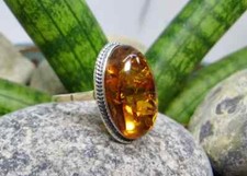 Baltic Amber Solid 925 Sterling Silver Beautiful Statement Ring, All Size M1138