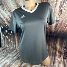 NEW Adidas Entrada 22 Jersey Women's Size Small Grey V Neck Athletic Shirt Top