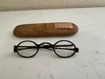 Antique Silver Tone Metal Peirce Spectacles / Glasses Case Note Judge Lippincott