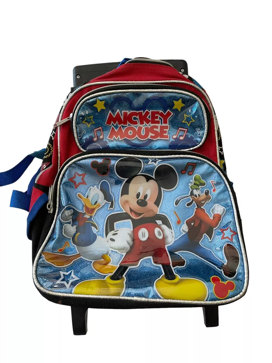 Disney Mickey Mouse Rolling Backpack Bag Kids Size 11x13 Good Condition Cute