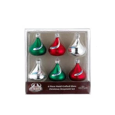 Kurt Adler Hershey's Miniature Kisses Glass Ornaments, 6-Piece Box Set, 1.5"
