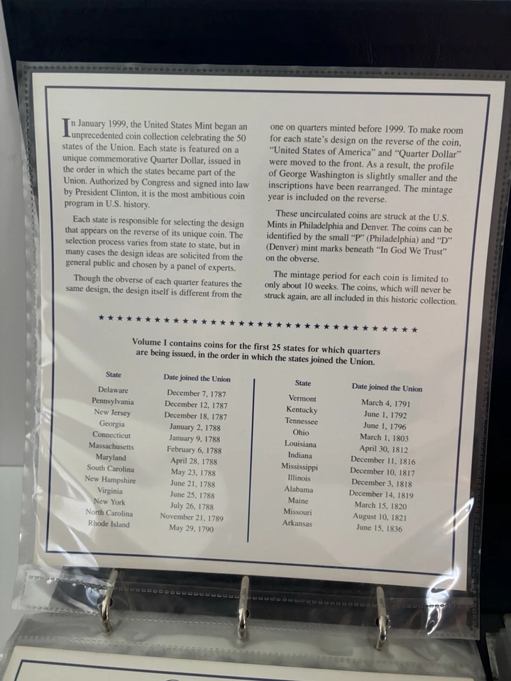 Statehood Quarters Collection Volumes 1 and 2 Postal Commemorative Society - Image 3 of 4