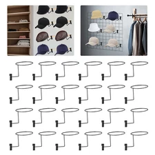 24pcs Hat Racks, Hat Hanger Gridwall Hooks, Slat Panels Cap Rack Retails Display